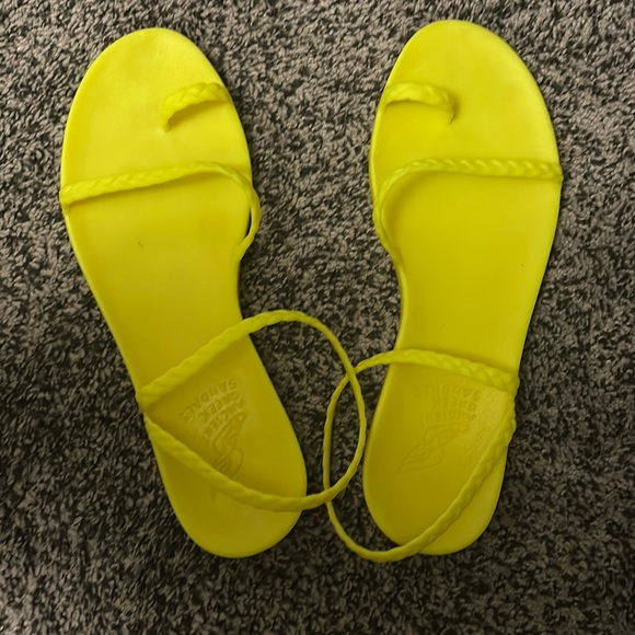 Ancient Greek Sandals Shoes - Ancient Greek Eleftheria yellow sandals 9.5